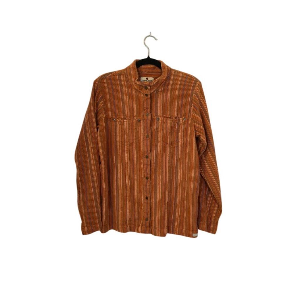Woolrich Womens Corduroy Snap Front Top Size Medium Orange Cotton Western Rodeo
